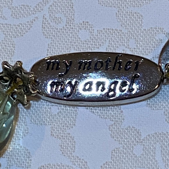 Brighton My mother my angel green gemstone,silver beads stretch bracelet  - Picture 4 of 8
